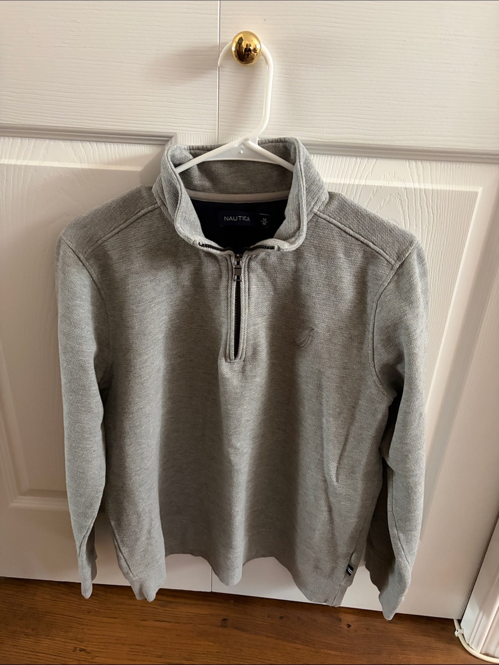Nautica Men’s Light Gray Half-Zip Pullover Sweater